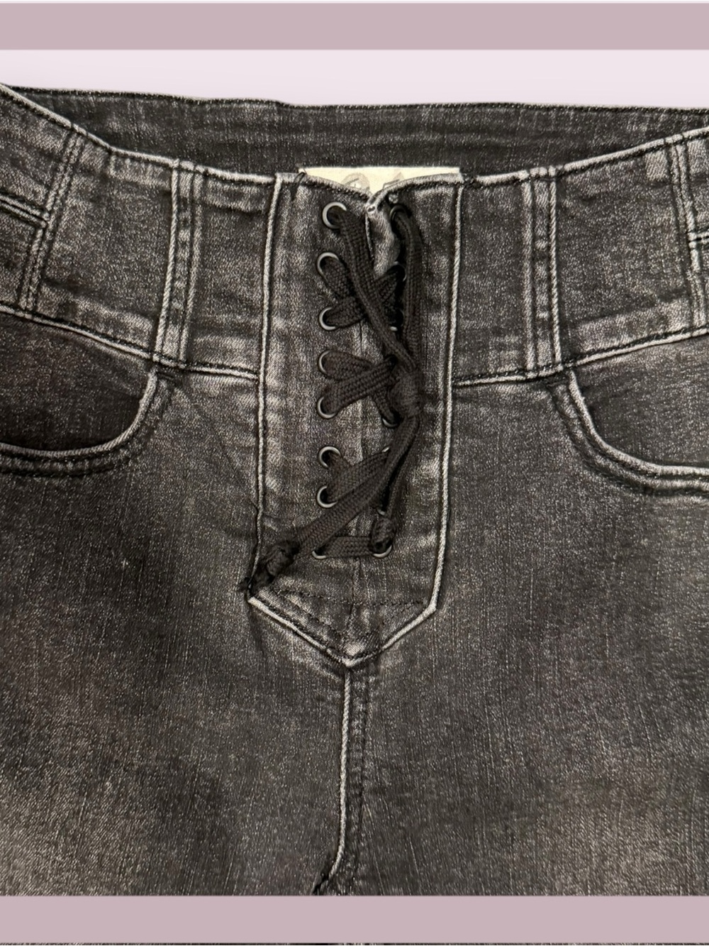 We The Free / Free People Curvy Lovers Knot Lace Up High Rise Skinny Jeans - Picture 7 of 9